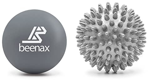 Beenax Lacrosse & Hard Spiky Massage Ball Set - Trigger Point, Myofascial Release, Plantar Fasciitis, Deep Tissue, Muscle Relief, Yoga, Pilates, Physio, Rehab - Relieve Stress and Relax Tight Muscle
