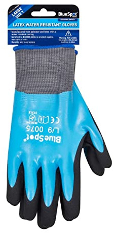 Blue Spot Tools - Guantes de látex resistentes al agua (grande)