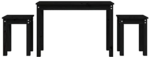 vidaXL Satsbord 3 st svart massiv furu, sidobord, soffbord, vardagsrumsbord, sido bord, soff bord, vardagsrum bord, träbord, trä bord, flera bord