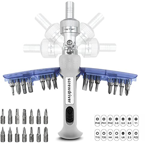 Tournevis a Cliquet Jeu de Tournevis avec Multi Embout Magnétique 14 en 1 Tournevis Multifonctions pour les travaux de réparation sur les, les appareils électroménagers,les meubles