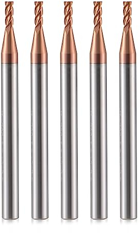 2mm CNC Fräser Schaftfräser Hartmetall 4 Schneiden, 5 Stücke TiSiN Coat Spiralfräser Bit VHM Bohraufsätze Mit 4 Rillen，55 HRC Schneide Schaftfräsersatz Drill Bit für Aluminiumlegierung, Stahl, Kupfer
