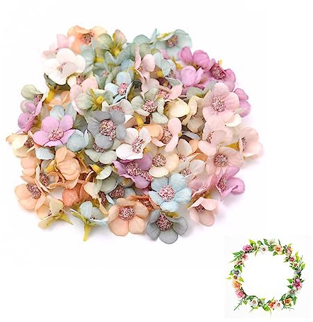 jeufun 50pcs Artificial Flower Heads,Multi-color Small Silk Artificial Daisy Flower Mini Fake FlowersHeads,for Craft DIY Wreath Gift,Wedding Art Party Home Garden Decoration