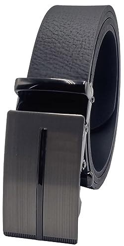 Chrissys-in Ledergürtel 3,5 cm breit schwarz Automatikgürtel ohne Plastikratsche Made in Germany 100% Leder Vollleder Rindsleder Büffelleder (Bundweite 95 cm)