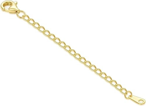 BEBEWO Echtegold Kettenverlängerung 585 Gold Verlängerungskette mit Karabinerverschluss für Damen 2.5/5/7.5/10cm (12.70, Gelbgold Stil D)