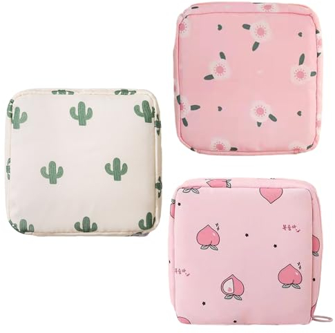 3-Teiliger Damenbindenbeutel, Menstruationsbeutel, Hygienebeutel, Tampon-Aufbewahrungsbeutel, Quadratischer Aufbewahrungsbeutel, Schulhygienebeutel