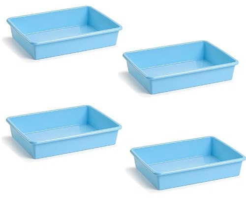 Acan Tradineur - Pack de 4 bandejas rectangulares para frigorífico, plástico Resistente, Fabricadas en España - 3 litros - 6,5 x 30,5 x 23 cm - Color Aleatorio