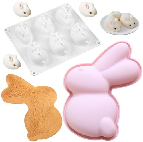 HGSHUO Ostern Silikonform Backform Hase Kuchenform Silikon Kuchenbackform Ostern Hase Mousse Schokoladenformen Kerzenform Motivbackformen Soap Ostern Form 3D
