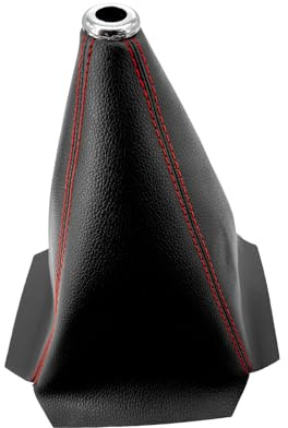 pvotawp Car Shift Boot Cover, Gear Shift Knob Dust Protection Black Carbon Fibre PU Leather Gear Stick Gaiter for Most Manual/Automatic Car Truck SUV (Red & Leather)