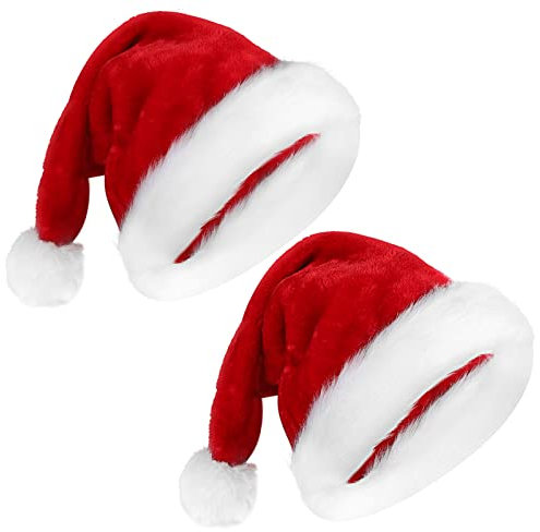 WDFLLF Weihnachtsmütze Nikolausmütze Plüsch Kante Weihnachtsmann Mütze Verdickte Bequeme Weihnachtsmützen Samtige Weihnachtsmütze mit Innenfutter für Weihnachten Partys und Festlichkeiten (4)