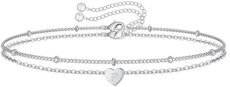 TINGN Gold Silber Herz Armband Damen, 14K Gold/Weißgold Vergoldet Buchstaben Armband Mädchen Herz Armbänder Schmuck Damen Jubiläum Geschenk Geburtstag Geschenke für Sie Frauen Freundin Mädchen