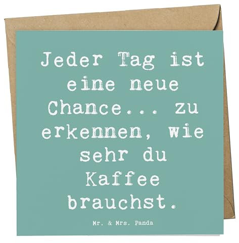 Mr. & Mrs. Panda Klappkarte Spruch Motivation und Kaffee - Geschenk, Verwirklichung, Gefühl, doppelkarte, Grußkarte, Glückwunschkarte, Herausforderung, faltkarte, anlasskarte, zu erkennen, Lächeln