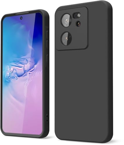 GOGME Funda para Xiaomi 13T / 13T Pro Capa con Forro de Microfibra Antiarañazos Líquida Silicona Carcasa Antigolpes Protector Móvil Case Cover, Negro