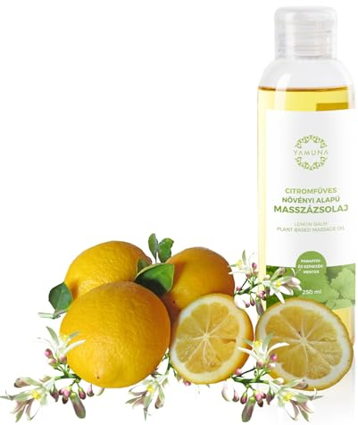 YAMUNA NATURAL BEAUTY Massageöl, 100% pflanzlich, Naturkosmetik aus Ungarn. Professionelles Öl – frei von Paraffin und Parabenen für eine erfrischende Massage. (Zitronenmelisse)