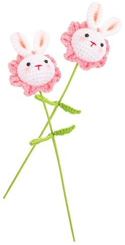 PRETYZOOM Ramo de de Ganchillo 2 Piezas Flores Artificiales Decoración de Hogar Artesanales Manualidades para Niños Fiesta San Valentín