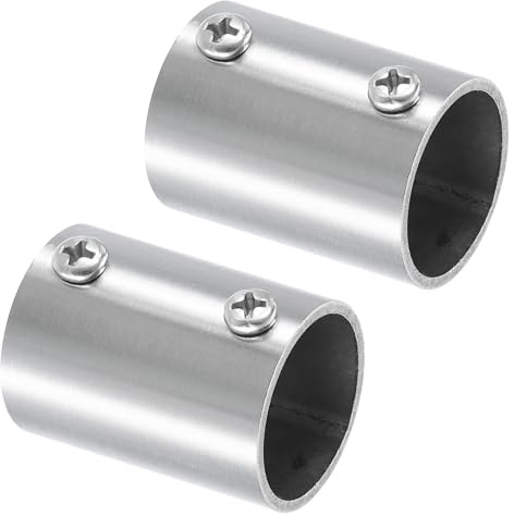 uxcell 2Pcs 2-Way Straight Pipe Fitting Connector, Fit 1 Inch(25mm) OD Pipe Stainless Steel 40mm Length Structural Pipe Connector Chain Link Fence Clamp