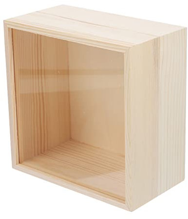 LIFKICH Transparente Acryl Aufbewahrungsbox Mit Holzdeckel Schmuckkiste Organizer Für Kleinigkeiten Quadratisch 20x20x10cm Dekorative Schmuckvitrine Für Kosmetik Und Geschenk