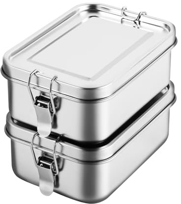 2 Pack 850ml Stainless Steel Bento Box for Adults & Kids – Waterproof Leakproof Food Storage Container, Snack Prep Tray & Tiffin Carrier for Office, School, or Travel