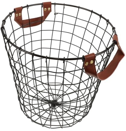 Hemobllo Panier Fil de Fer Rond pour Chauffage Bac à Linge Métallique avec Poignée Conteneur de Rangement Utilitaire pour Foyer Bûches Couvertures
