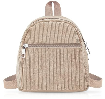 Energather Kleiner Rucksack Damen, Corduroy-Mini-Rucksack Damen Rucksack Klein für Frauen und Mädchen, Tragbarer Rucksacks Klein mit Einstellbarem Schultergurt für Spazieren, Einkaufen (kaki)