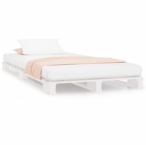 Eleganz Palettenbett Weiß 90x200 cm Kiefer Massivholz - Schlichtes Design für Schlafzimmer & Wohnbereich | Langlebig & Natürlich | Einfache Montage