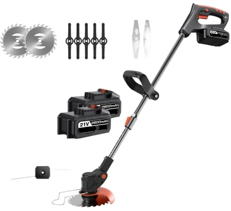 Tondeuse À Gazon Électrique Portative sans Fil 500 W, Puissante Tondeuse À Gazon, Coupe-Herbe Évolutive, Désherbeur, Outil Électrique for Batterie 18 V Taille Efficace(with 2XBattery)
