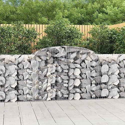 Gabbioni Metallici ad Arco, in Ferro Zincato, Design Strutturale Rinforzato, Gabbione Pietra Cestino, Recinzioni da Giardino, per Cortile e Spazio Esterno, Colore Argento, 300x50x100/120 cm