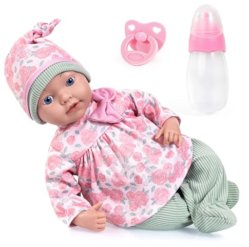 Bayer Design Reborn Babypuppe, 38 cm, realistisch, lebensecht | mit Flasche, Schnuller - Geschenk für Mädchen und Jungen