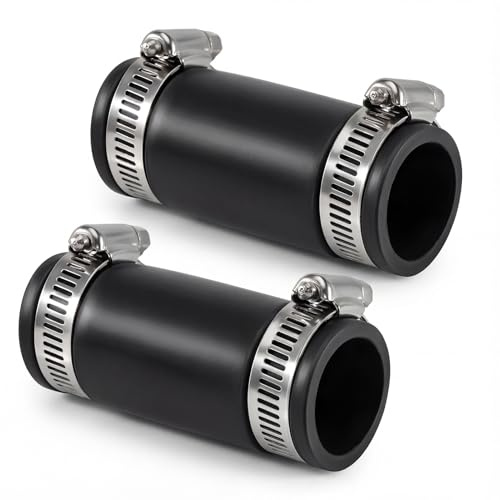 ASOFTY 2 Stück 32mm Flexible Gummimuffe, Elastomer Flexfittings, Manschette Verbinder mit 4 Edelstahlschellen, Rohrverbinder für Rohrventilator, Kohlefilter, Stahlrohr