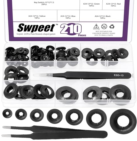 Swpeet 210Pcs 7 tamaños M3 M4 M5 M6 M8 M10 M12 Acero de manganeso empujado en arandelas de bloqueo de rueda Dolly con pinzas Kit de surtido, arandelas de acero de resorte, tuercas de empuje de alta