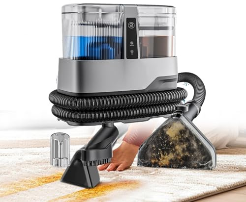 Lissontine 230V Extracteur Taches 17kpa Portable avec Double Réservoir Et Brosse Large, Nettoyeur Tapis Et Canapé pour Voiture, Matelas, Escaliers Et Urine Animaux