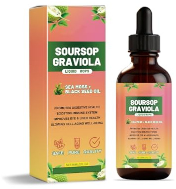 Extracto Líquido de Guanábana Amargo | Ayuda al Sistema Inmune, Digestión, Piel y Sueño | Vegano, No Transgénico | 2 Fl Oz (60 ml),1pcs