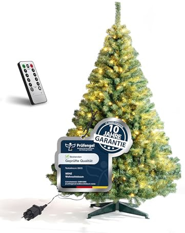 Weihnachtsbaum mit Beleuchtung 120 cm – Praktisch, Preiswert, Festlich – Mehr Glanz zur Weihnachtszeit mit künstlichem Weihnachtsbaum, Tannenbaum künstlich aus 100% PVC – 10 Jahre Garantie von 4smile