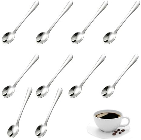 10 Stück Espressolöffel Mini, Espresso Löffel Klein, Klassisches Design Eierlöffel Edelstahl für Gewürzgläser, Cute Eierlöffel Edelstahl für Gewürze Salz Honig TeelöffelEspressolöffel