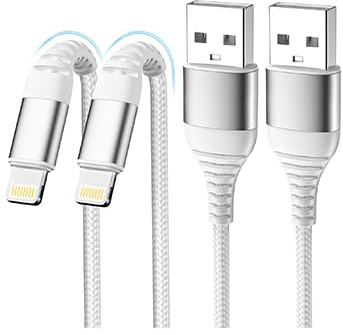 Câble iPhone Chargeur iPhone, Charger Cable 1M+2M [MFi Certified] Lightning USB Cable Fast Charging, Nylon Braided Tressé Ultra Résistant pour iPhone 14 13 12 11 Pro Max Mini XR XS X 8 7 6 5 SE, iPad