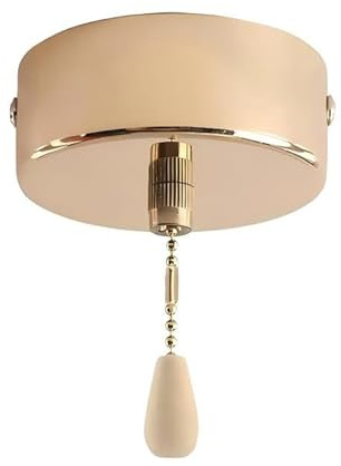 Bathroom Pull Cord Light Switch 150 cm, Pull Cord Light Switch for Ceiling Light with Chain Set, Shower PullCord Switchs for Bath Room Chandeliers Accessories Round Cylinder (Gold)