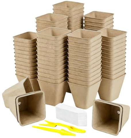 Vasi di torba | 70 pezzi di contenitori quadrati riutilizzabili per giardinaggio | Kit Con Vasi Di Torba E Piantatrice Di Giardino Da Vivaio | per Esterno Balcone Cortile Giardino Serra Coltivazione d