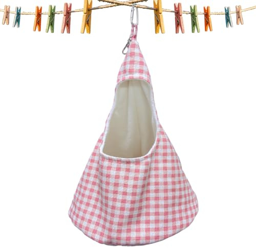 QYLZ New Peg Bag for Washing Line with Hanger, Storage Peg Holder Sliding on Clothesline, Reusable Conical Peg Holder, Portable Laundry Storage Solution for Clothespin(Pink White, 40 cm x 25 cm
