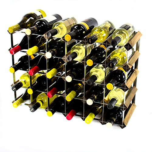 Cranville wine racks Madera Classic 30 (6x4) Botella de Nogal y galvanizado Estante del Vino del Metal ya montados