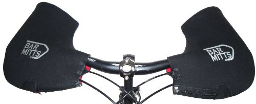 Bar Mitts Cold Weather Mountain/Commuter Bike Neoprene Handlebar Mittens, Standard (No Bar End Openings), Large , Black