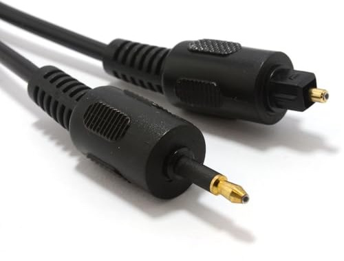 kenable Black Audio Cable TOSlink Plug to MINI-TOSLink OPTICAL 3.5mm Jack 2m