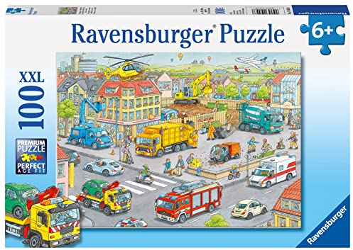 Ravensburger Kinderpuzzle - 10558 Fahrzeuge in der Stadt - Puzzle für Kinder ab 6 Jahren, mit 100 Teilen im XXL-Format