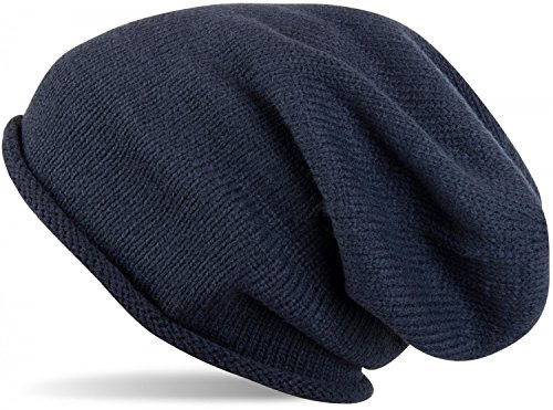 styleBREAKER Unisex Beanie Feinstrick Rollrand bis Umfang 59cm | Strickmütze. elastisches Material. Bundweite 23cm. Höhe 25cm. Einheitsgröße. winterfest. weiche Haptik.