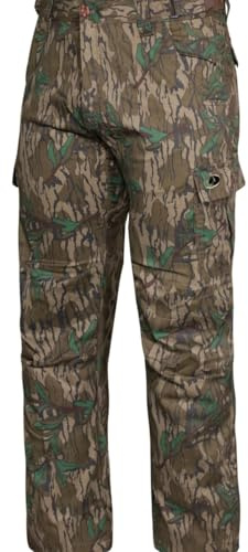 Mossy Oak Men's Cotton Mill Camo Hunting Pants, Small, Greenleaf