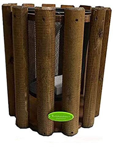 Euroshoppingonline Cesto cestino cestello gettacarta secchio porta spazzatura rifiuti contenitore in legno portarifiuti per parchi giardini pattumiera per esterno pattumiere bidone