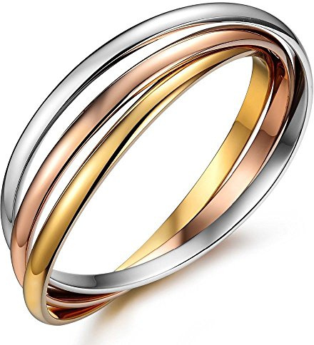 Kim Johanson Edelstahl Damen Armreif *Tricolor* mit 3 geschlossenen Ringen Roségold, Gold & Silber Armband inkl. Schmuckbeutel