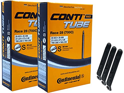 pneugo! 2 x Continental Schlauch 28 Sclaverand 20-622/25-630 (Race) + 3 D Reifenheber