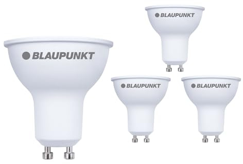 BLAUPUNKT GU10 Reflektorlampe Spot 5W 500 lm 4000K Neutralweiß, 4er Pack | 25.000 Stunden Lebensdauer, Nicht dimmbar, Energiesparend, Weite Ausleuchtung - für Homeoffice und Arbeitsplatten