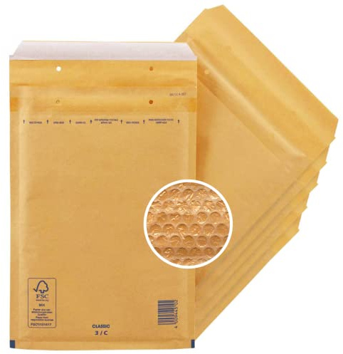 50 Luftpolster Versandtaschen haftklebend 3/C | geeignet für DIN A5 – Recycling 150 x 215 mm reißfest