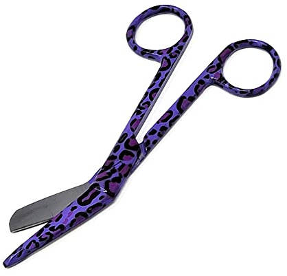 Lister Bandage Scissors 5.5 Nurse Vet Tech Made of Stainless Steel - First Aid, Used For Cutting Gauze, Tape, Clothing Bandages, Vet Wrap Adhesive Removal Nurse RN LPN BSN Gift (PURPLE LEOPARD)