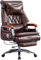 Chefsessel Ergonomisch 90°-155° Winkeleinstellung Computerstuhl, Büro Echtes Leder Bürostuhl, Drehbarer Sessellift, Tragfähigkeit 200kg/440.9lbs (Color : Brown, S : 114-120 * 52cm)